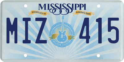 MS license plate MIZ415