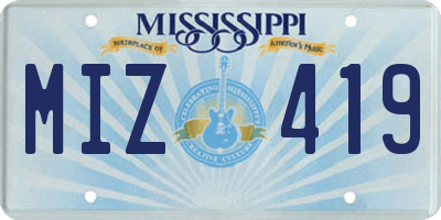 MS license plate MIZ419