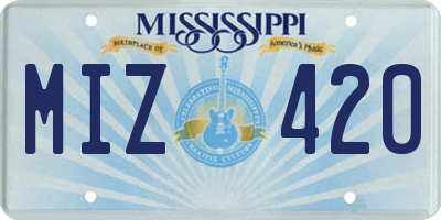 MS license plate MIZ420