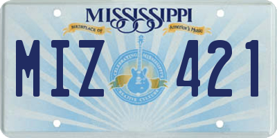 MS license plate MIZ421