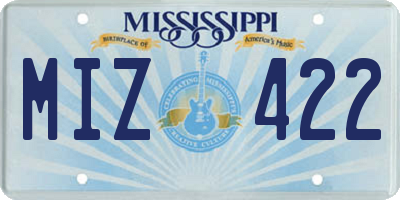 MS license plate MIZ422