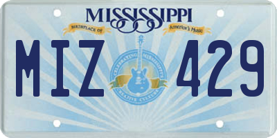 MS license plate MIZ429