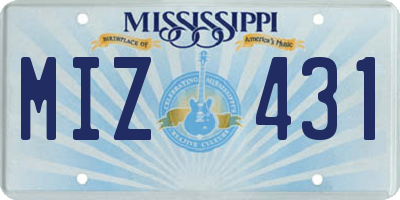 MS license plate MIZ431