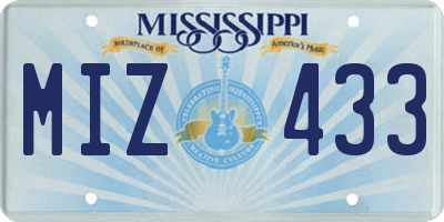 MS license plate MIZ433