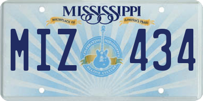 MS license plate MIZ434