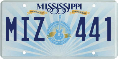 MS license plate MIZ441