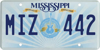 MS license plate MIZ442
