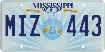 MS license plate MIZ443