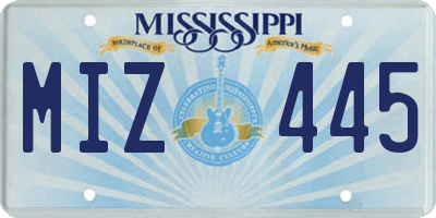MS license plate MIZ445