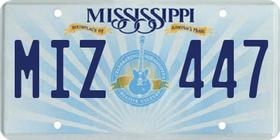 MS license plate MIZ447