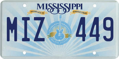 MS license plate MIZ449