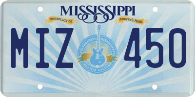 MS license plate MIZ450