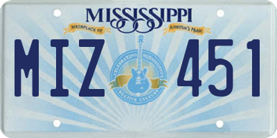 MS license plate MIZ451