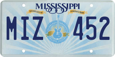 MS license plate MIZ452