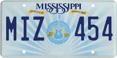 MS license plate MIZ454