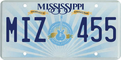 MS license plate MIZ455