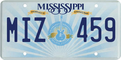 MS license plate MIZ459