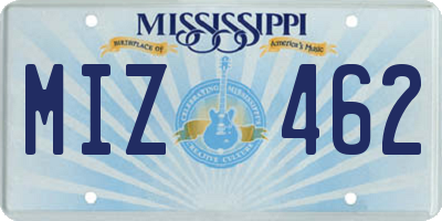 MS license plate MIZ462