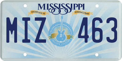 MS license plate MIZ463