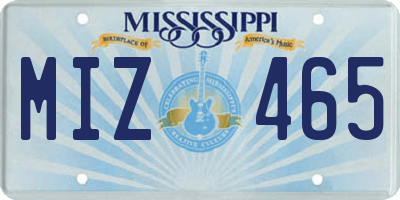 MS license plate MIZ465