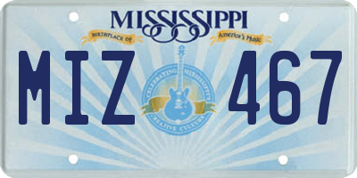 MS license plate MIZ467