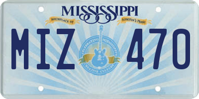 MS license plate MIZ470