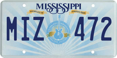 MS license plate MIZ472