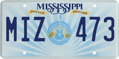 MS license plate MIZ473