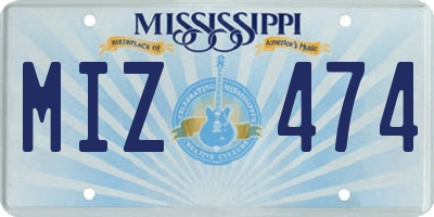 MS license plate MIZ474