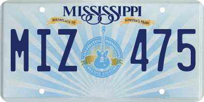MS license plate MIZ475