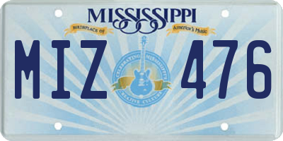 MS license plate MIZ476
