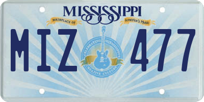 MS license plate MIZ477