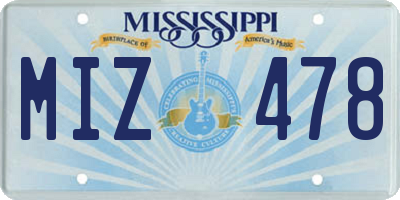 MS license plate MIZ478