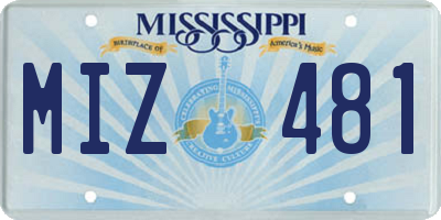MS license plate MIZ481