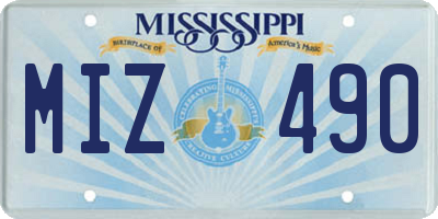 MS license plate MIZ490