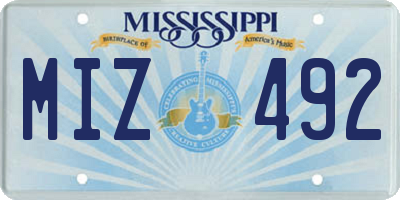 MS license plate MIZ492