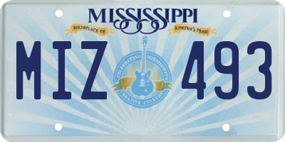MS license plate MIZ493