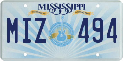 MS license plate MIZ494