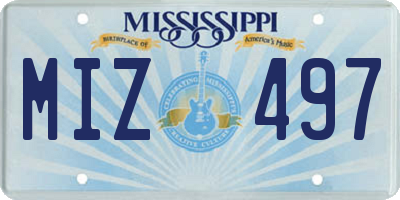 MS license plate MIZ497