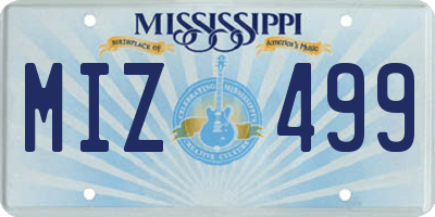 MS license plate MIZ499