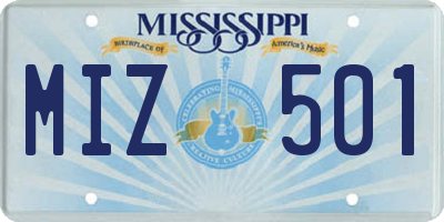 MS license plate MIZ501