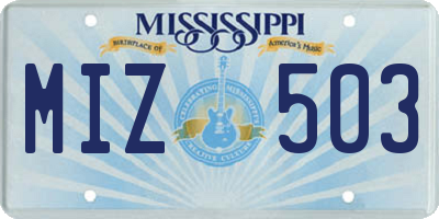 MS license plate MIZ503