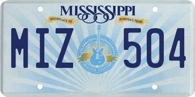 MS license plate MIZ504