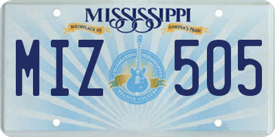 MS license plate MIZ505
