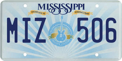 MS license plate MIZ506