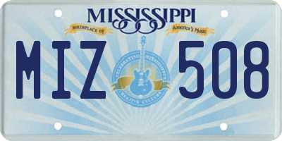 MS license plate MIZ508