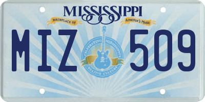 MS license plate MIZ509