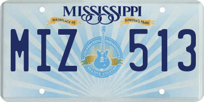 MS license plate MIZ513