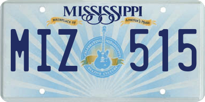 MS license plate MIZ515