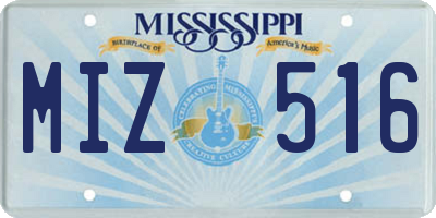 MS license plate MIZ516